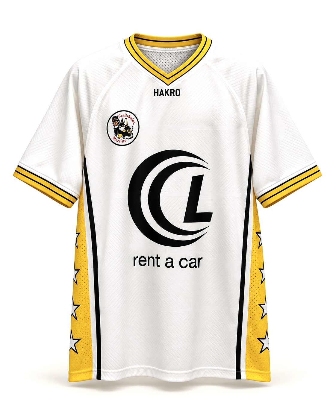 Front view of the Merlins jersey on a clean background